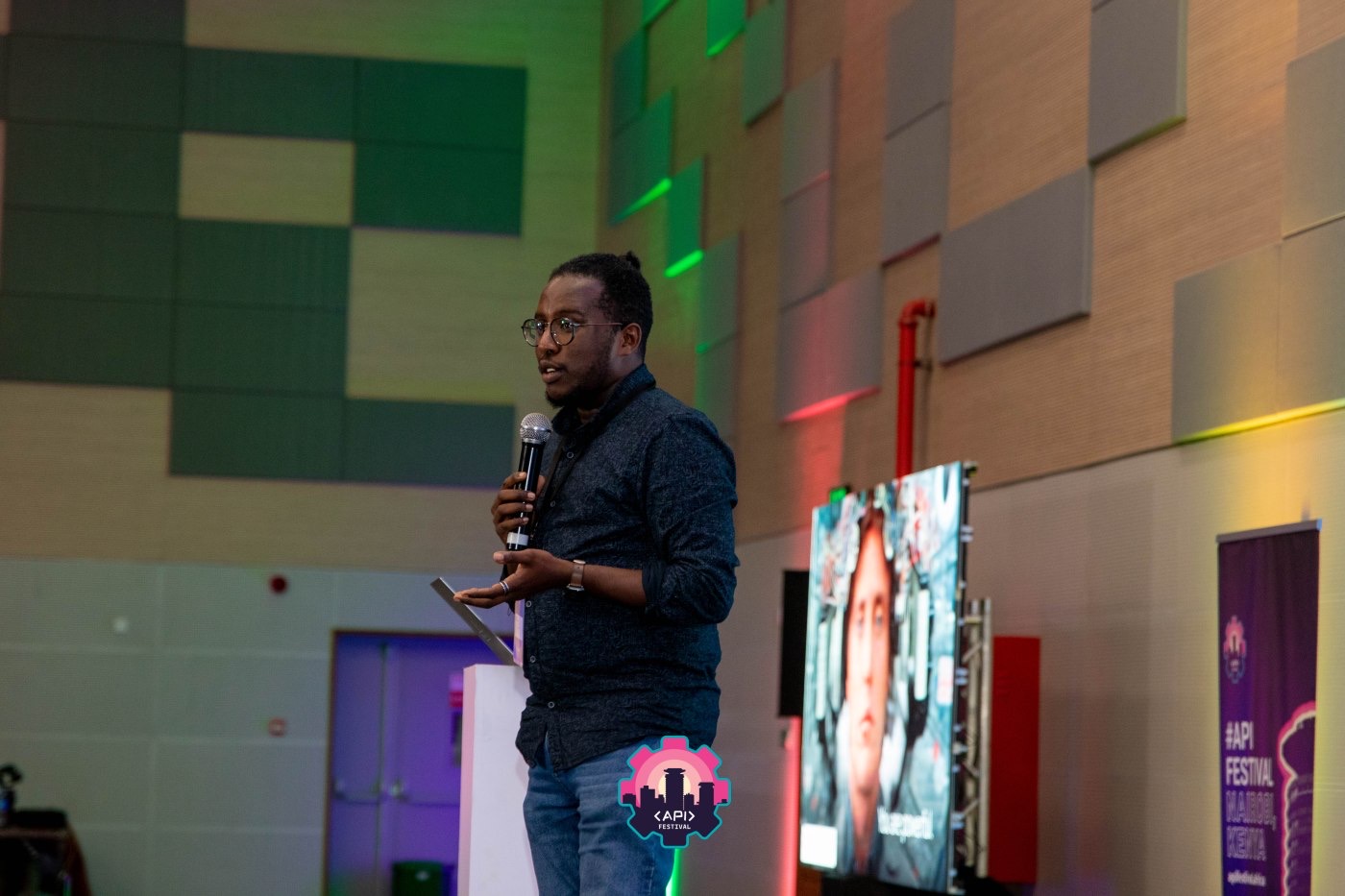 Somet Kipchilat on stage at API Festival, Nairobi